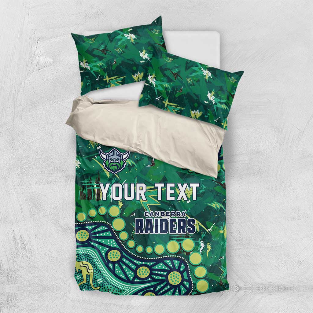 Personalized Canberra Raiders Bedding Set Aboriginal Pattern with Graffiti Style Design