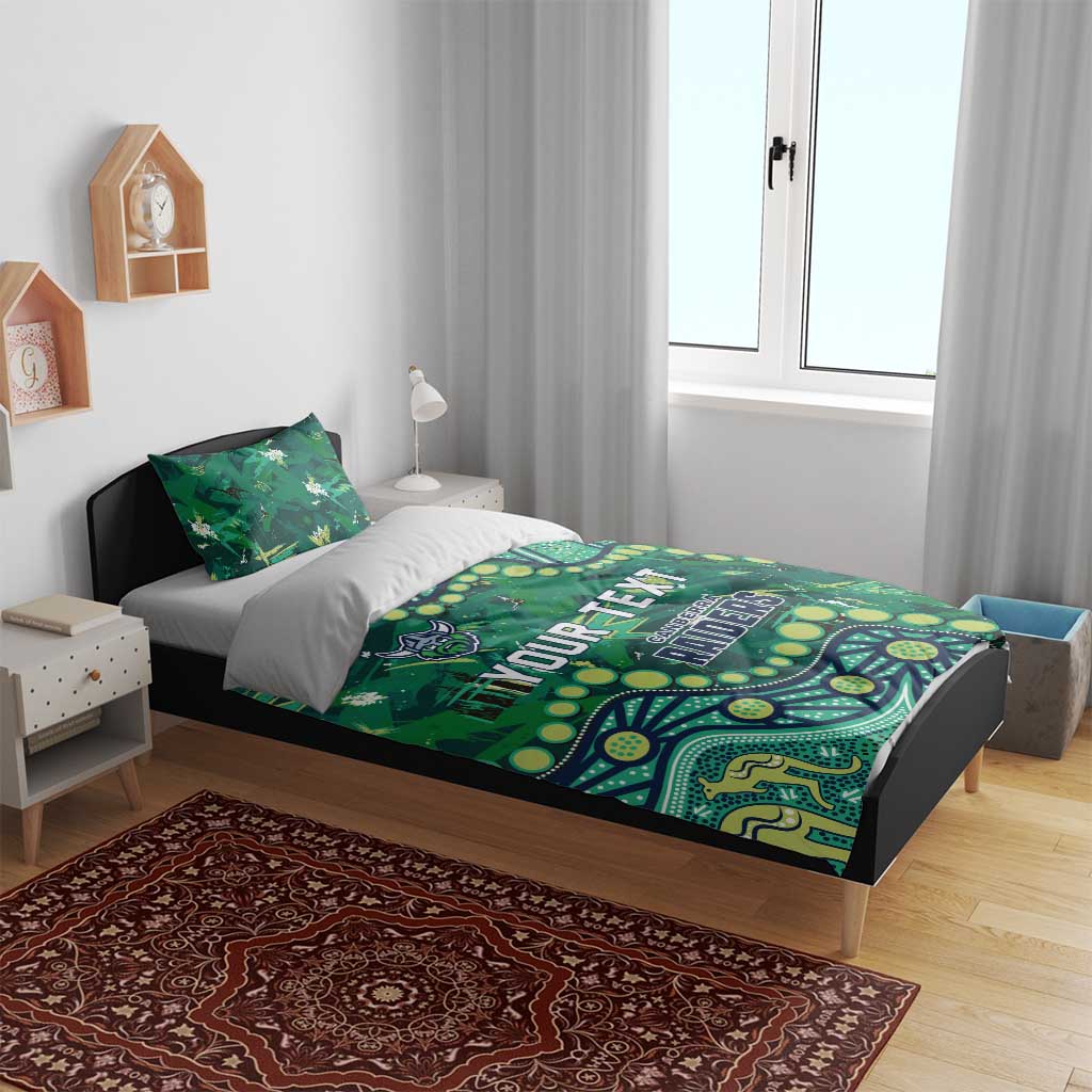 Personalized Canberra Raiders Bedding Set Aboriginal Pattern with Graffiti Style Design