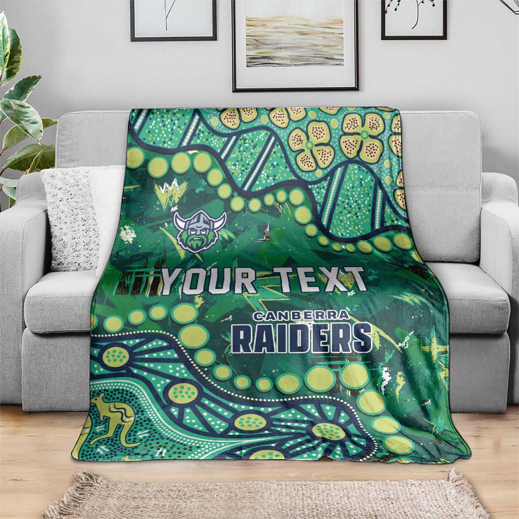 Personalized Canberra Raiders Blanket Aboriginal Pattern with Graffiti Style Design