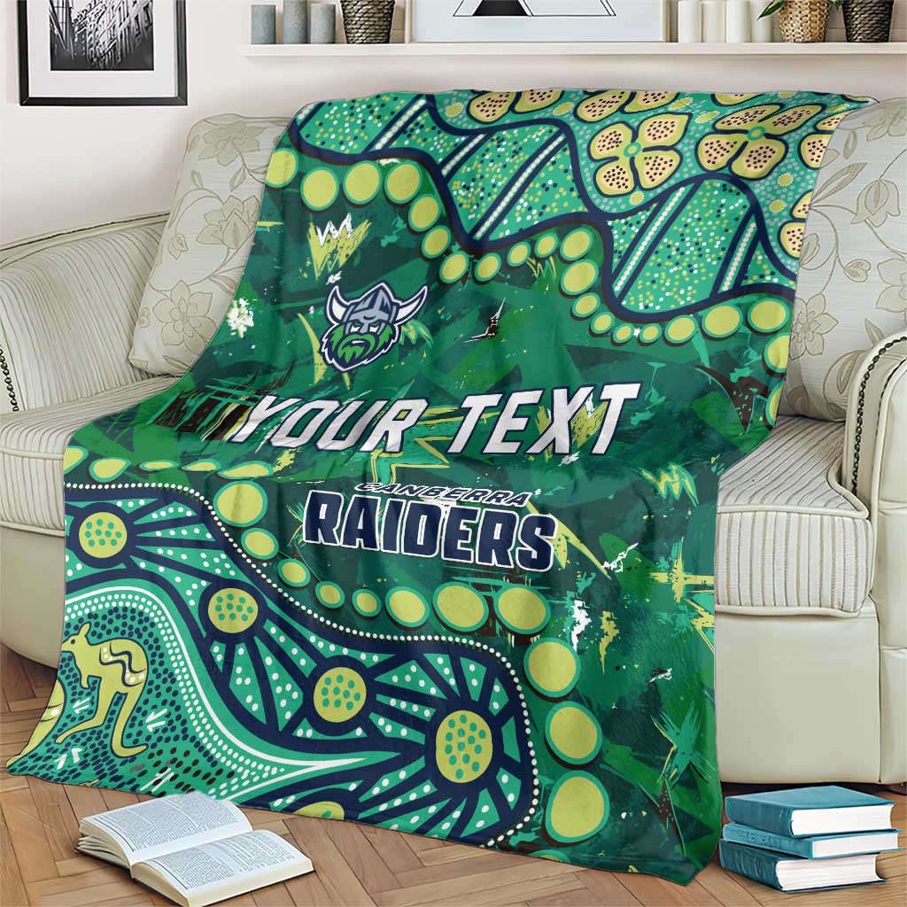 Personalized Canberra Raiders Blanket Aboriginal Pattern with Graffiti Style Design
