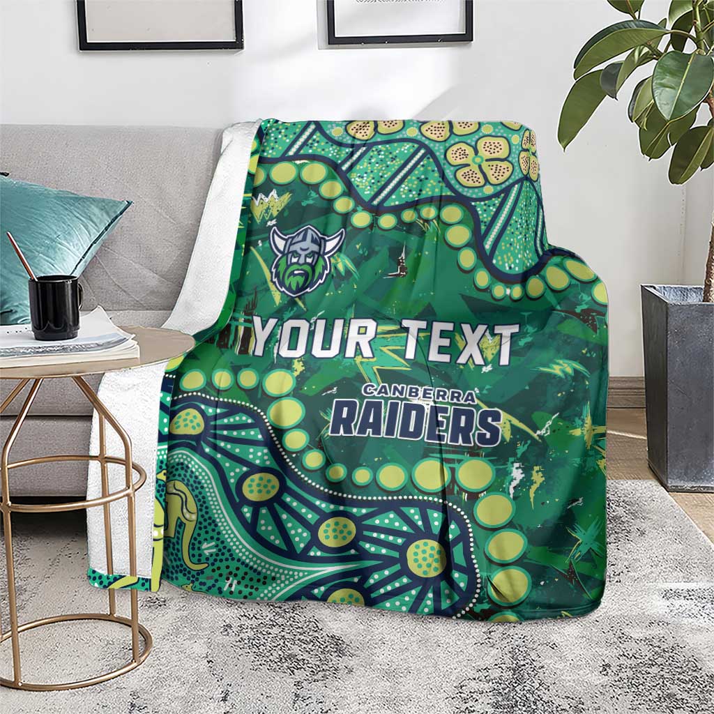 Personalized Canberra Raiders Blanket Aboriginal Pattern with Graffiti Style Design