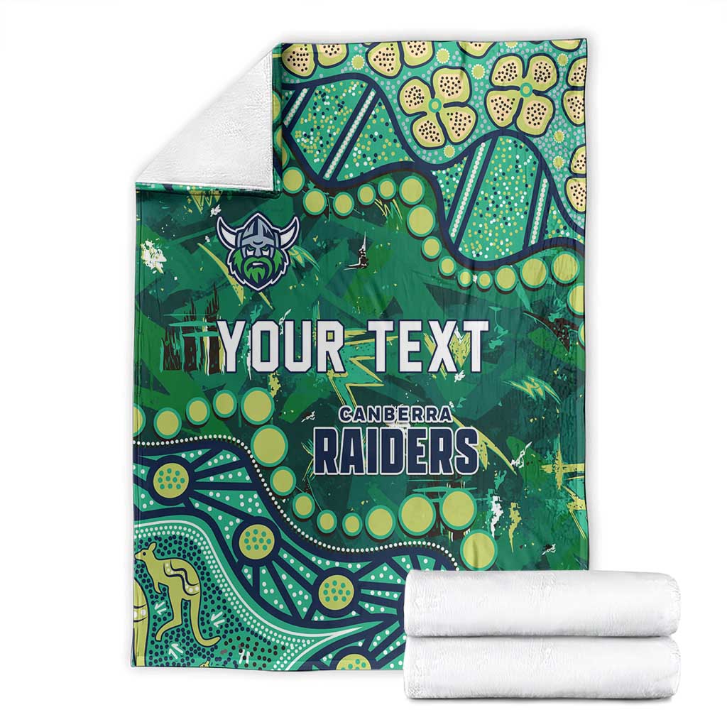 Personalized Canberra Raiders Blanket Aboriginal Pattern with Graffiti Style Design