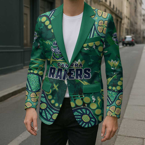 Personalized Canberra Raiders Blazer Aboriginal Pattern with Graffiti Style Design