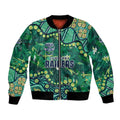 Personalized Canberra Raiders Bomber Jacket Aboriginal Pattern with Graffiti Style Design