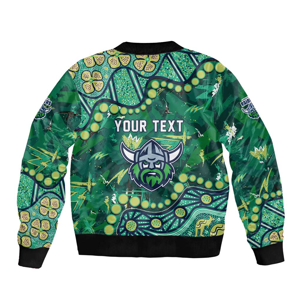 Personalized Canberra Raiders Bomber Jacket Aboriginal Pattern with Graffiti Style Design