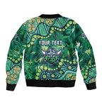 Personalized Canberra Raiders Bomber Jacket Aboriginal Pattern with Graffiti Style Design