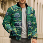 Personalized Canberra Raiders Bomber Puffer Jacket Aboriginal Pattern with Graffiti Style Design