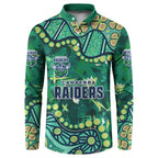 Personalized Canberra Raiders Button Sweatshirt Aboriginal Pattern with Graffiti Style Design