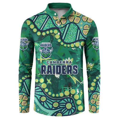 Personalized Canberra Raiders Button Sweatshirt Aboriginal Pattern with Graffiti Style Design