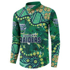 Personalized Canberra Raiders Button Sweatshirt Aboriginal Pattern with Graffiti Style Design
