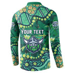 Personalized Canberra Raiders Button Sweatshirt Aboriginal Pattern with Graffiti Style Design