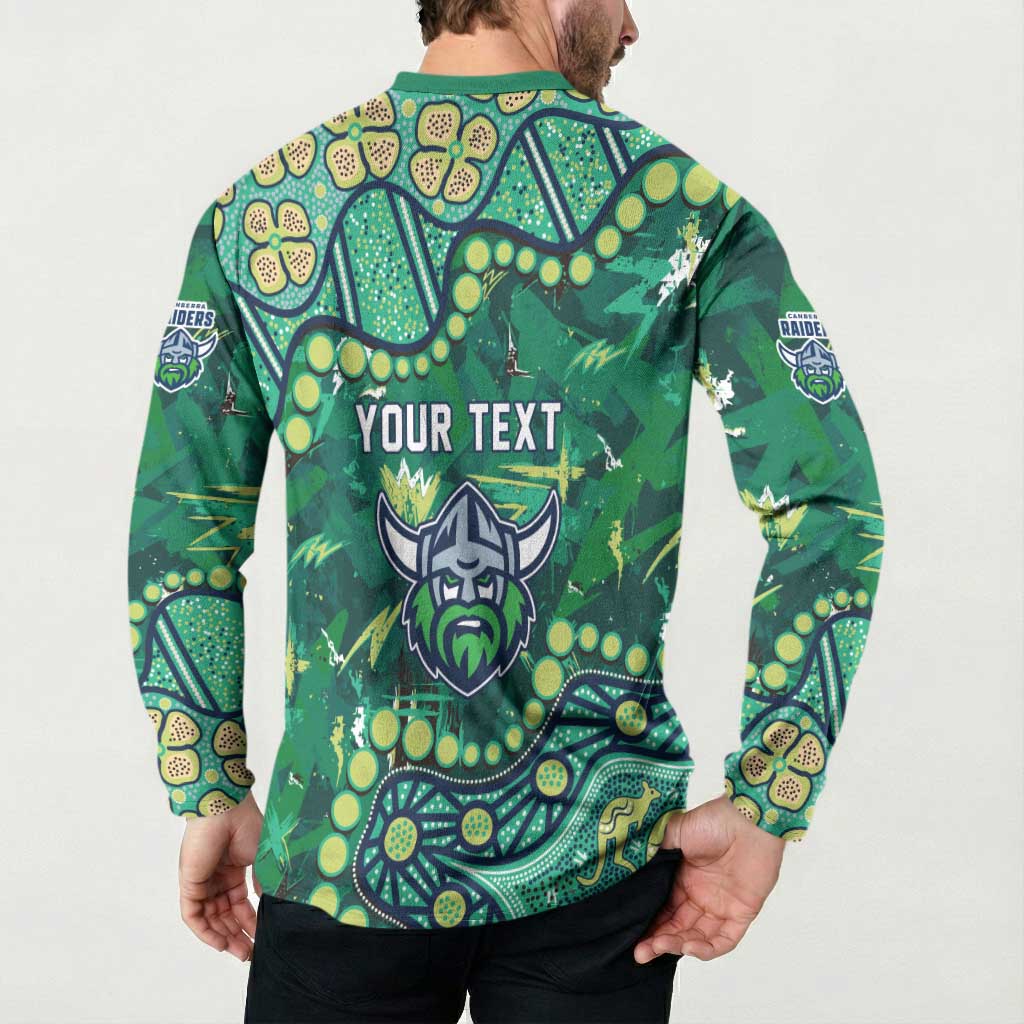 Personalized Canberra Raiders Button Sweatshirt Aboriginal Pattern with Graffiti Style Design