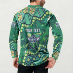 Personalized Canberra Raiders Button Sweatshirt Aboriginal Pattern with Graffiti Style Design