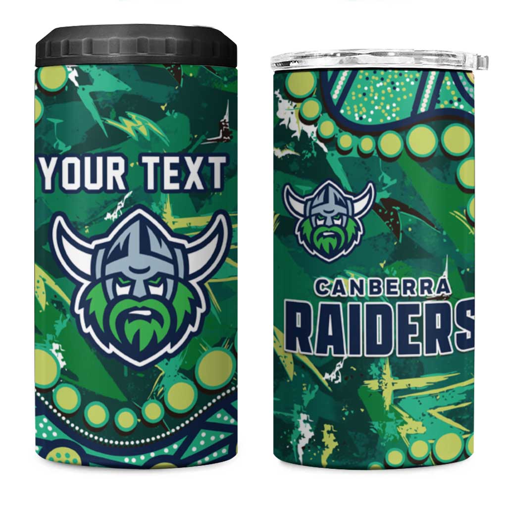 Personalized Canberra Raiders 4 in 1 Can Cooler Tumbler Aboriginal Pattern with Graffiti Style Design