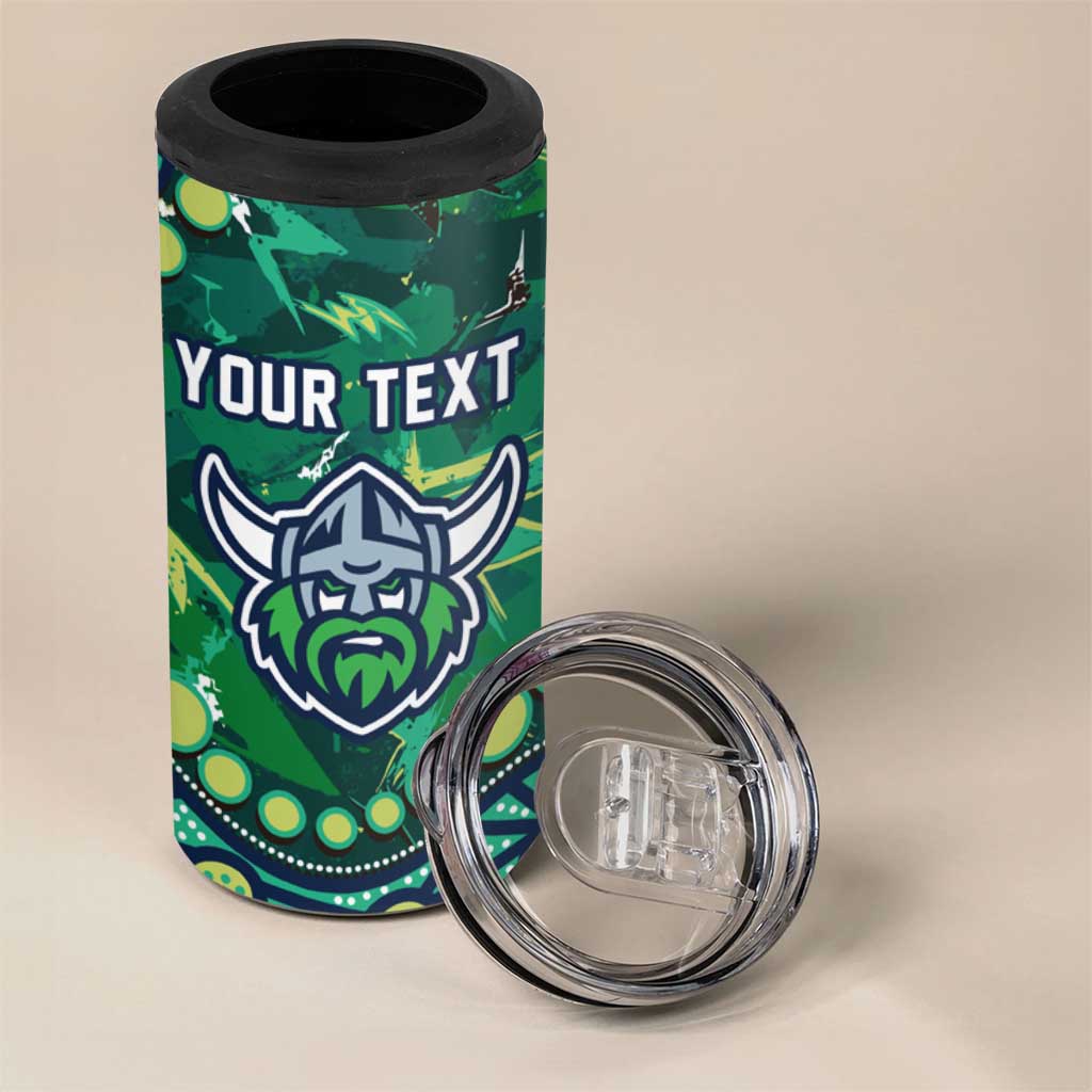 Personalized Canberra Raiders 4 in 1 Can Cooler Tumbler Aboriginal Pattern with Graffiti Style Design