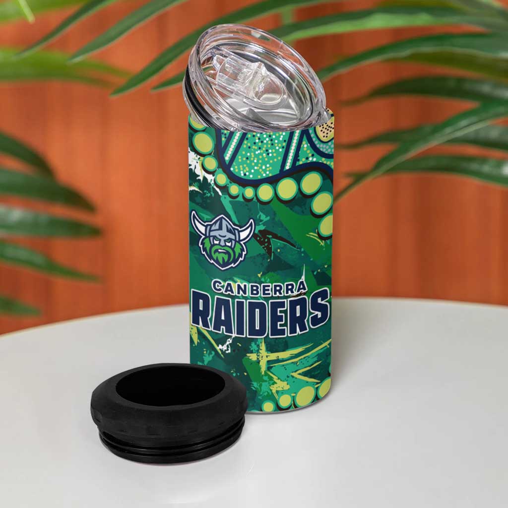 Personalized Canberra Raiders 4 in 1 Can Cooler Tumbler Aboriginal Pattern with Graffiti Style Design