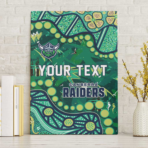 Personalized Canberra Raiders Canvas Wall Art Aboriginal Pattern with Graffiti Style Design