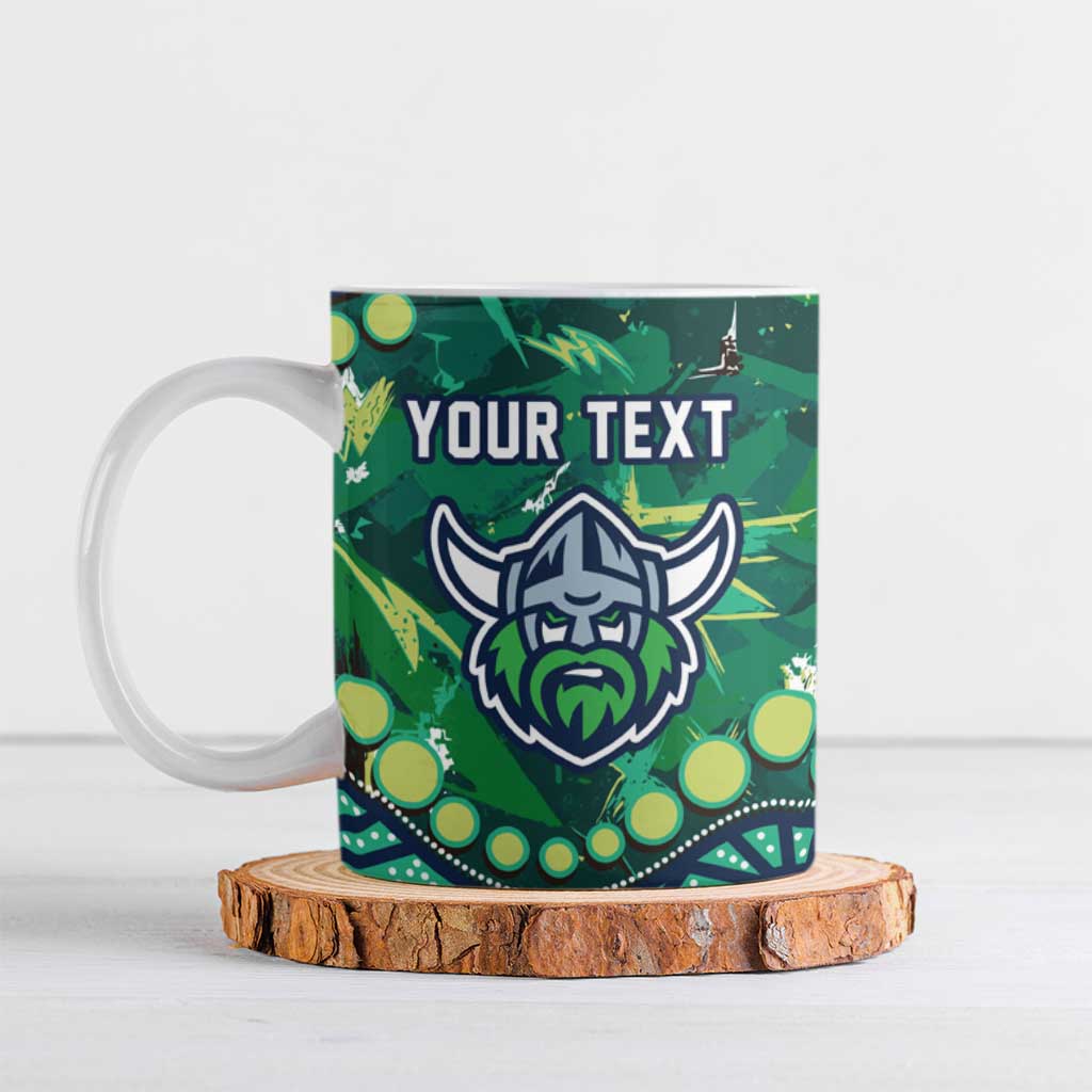 Personalized Canberra Raiders Ceramic Mug Aboriginal Pattern with Graffiti Style Design