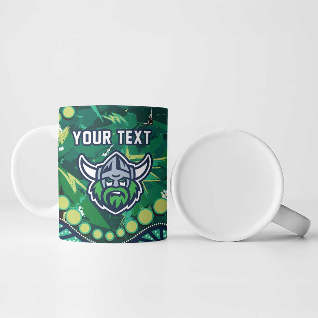 Personalized Canberra Raiders Ceramic Mug Aboriginal Pattern with Graffiti Style Design