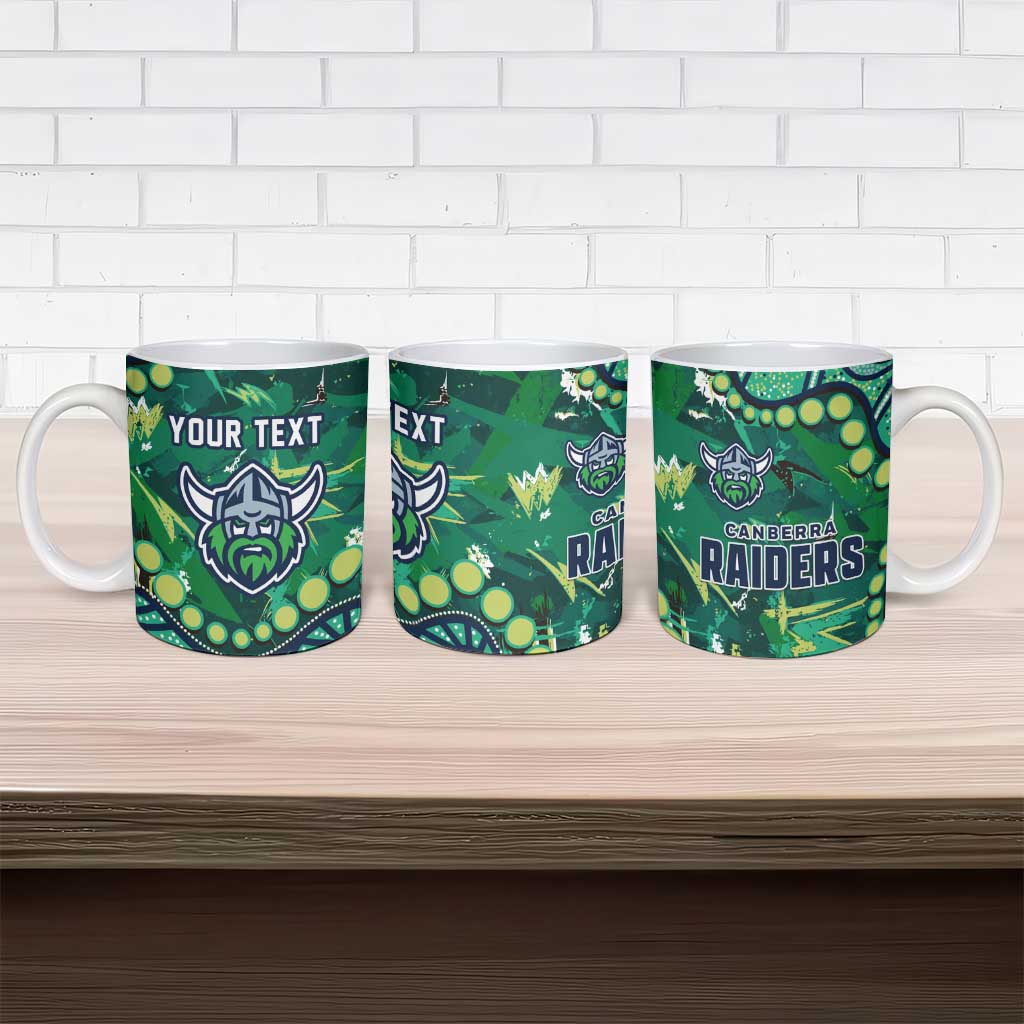 Personalized Canberra Raiders Ceramic Mug Aboriginal Pattern with Graffiti Style Design
