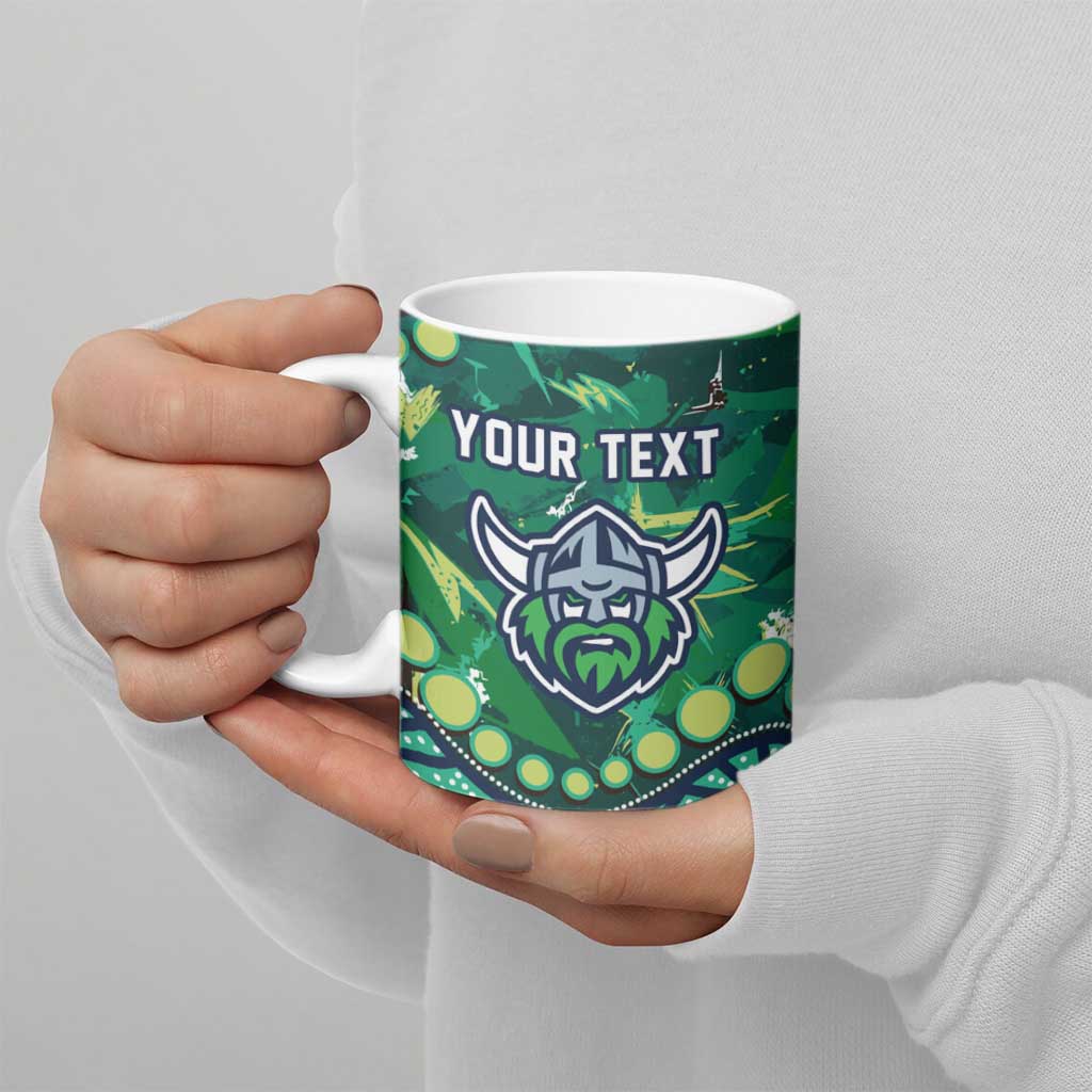 Personalized Canberra Raiders Ceramic Mug Aboriginal Pattern with Graffiti Style Design