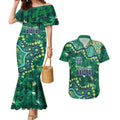Personalized Canberra Raiders Couples Matching Mermaid Dress and Hawaiian Shirt Aboriginal Pattern with Graffiti Style Design