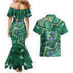Personalized Canberra Raiders Couples Matching Mermaid Dress and Hawaiian Shirt Aboriginal Pattern with Graffiti Style Design