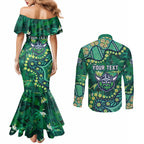 Personalized Canberra Raiders Couples Matching Mermaid Dress and Long Sleeve Button Shirt Aboriginal Pattern with Graffiti Style Design