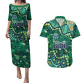 Personalized Canberra Raiders Couples Matching Puletasi and Hawaiian Shirt Aboriginal Pattern with Graffiti Style Design