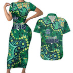 Personalized Canberra Raiders Couples Matching Short Sleeve Bodycon Dress and Hawaiian Shirt Aboriginal Pattern with Graffiti Style Design