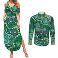 Personalized Canberra Raiders Couples Matching Summer Maxi Dress and Long Sleeve Button Shirt Aboriginal Pattern with Graffiti Style Design