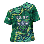 Personalized Canberra Raiders Cross Shoulder Shirt Aboriginal Pattern with Graffiti Style Design