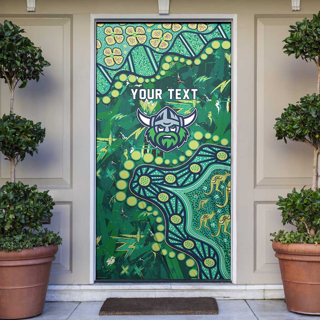 Personalized Canberra Raiders Door Cover Aboriginal Pattern with Graffiti Style Design