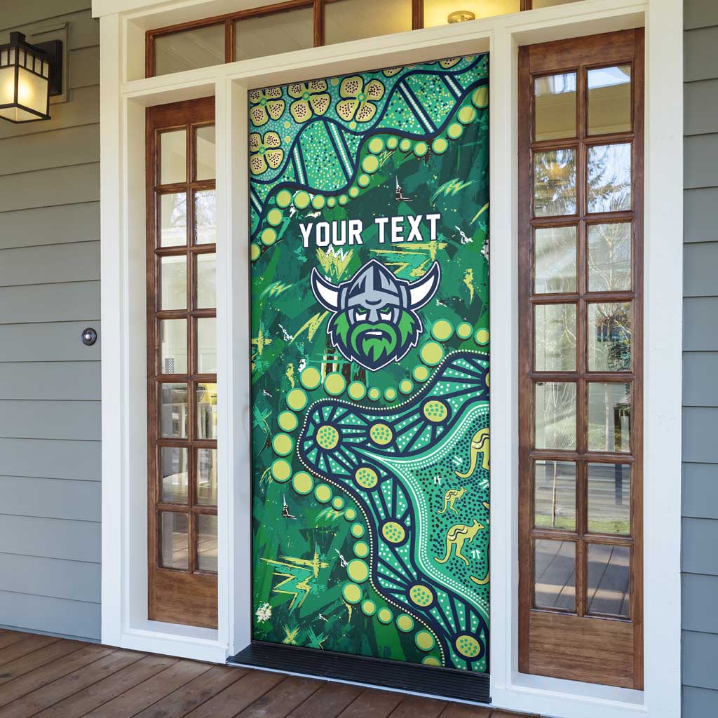 Personalized Canberra Raiders Door Cover Aboriginal Pattern with Graffiti Style Design