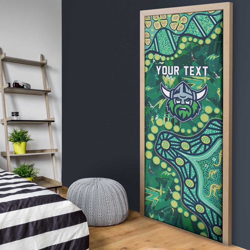 Personalized Canberra Raiders Door Cover Aboriginal Pattern with Graffiti Style Design