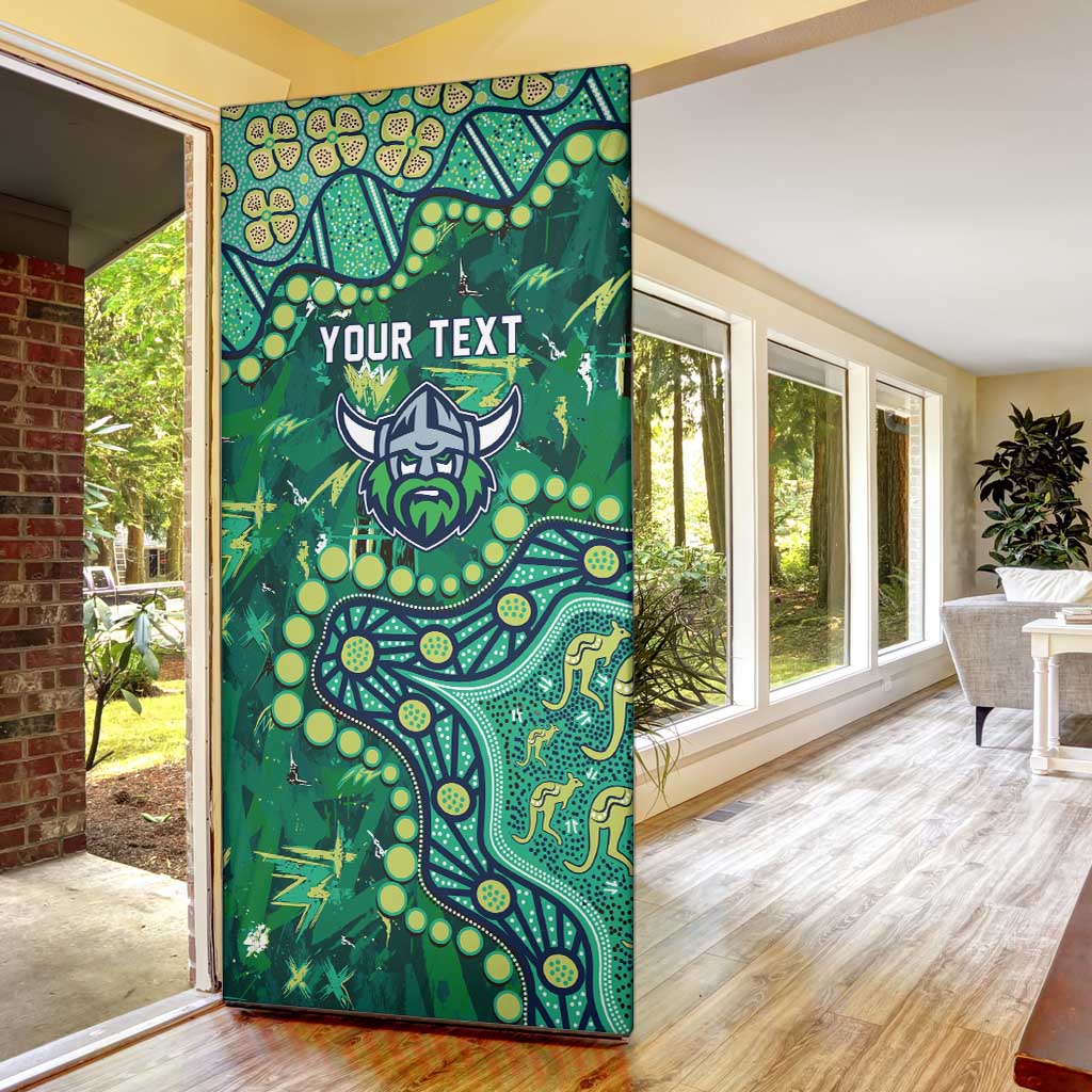 Personalized Canberra Raiders Door Cover Aboriginal Pattern with Graffiti Style Design
