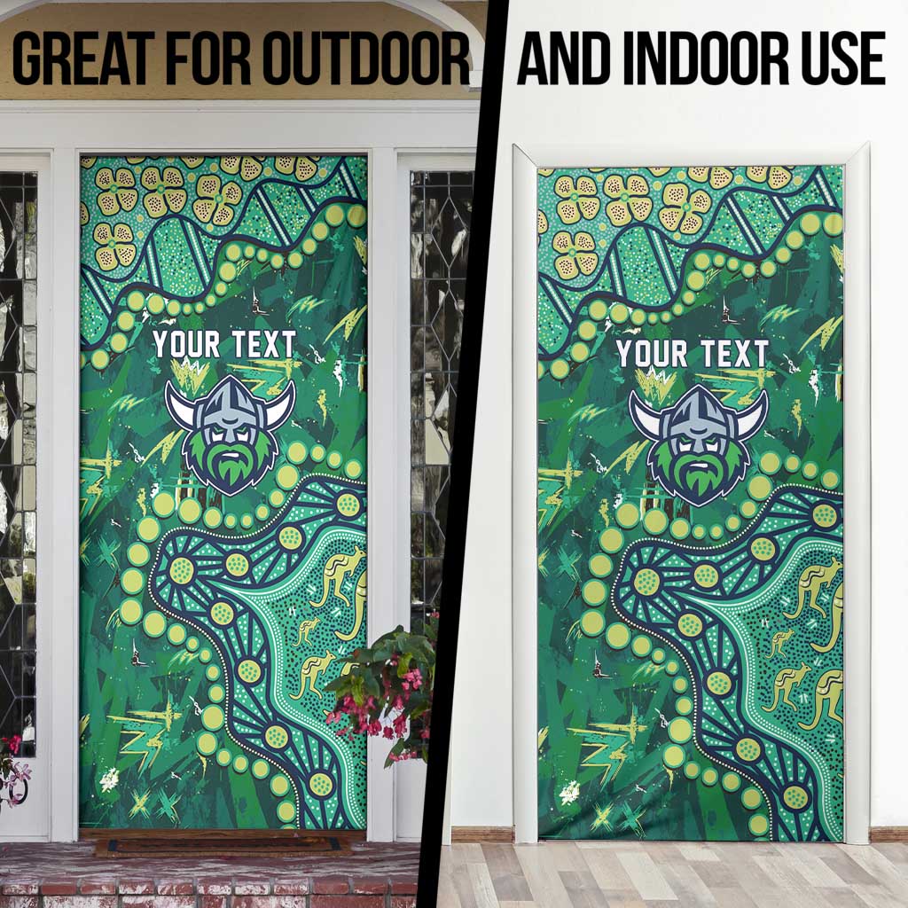 Personalized Canberra Raiders Door Cover Aboriginal Pattern with Graffiti Style Design