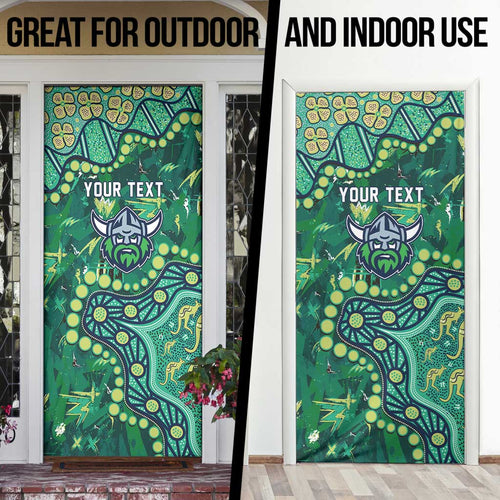 Personalized Canberra Raiders Door Cover Aboriginal Pattern with Graffiti Style Design