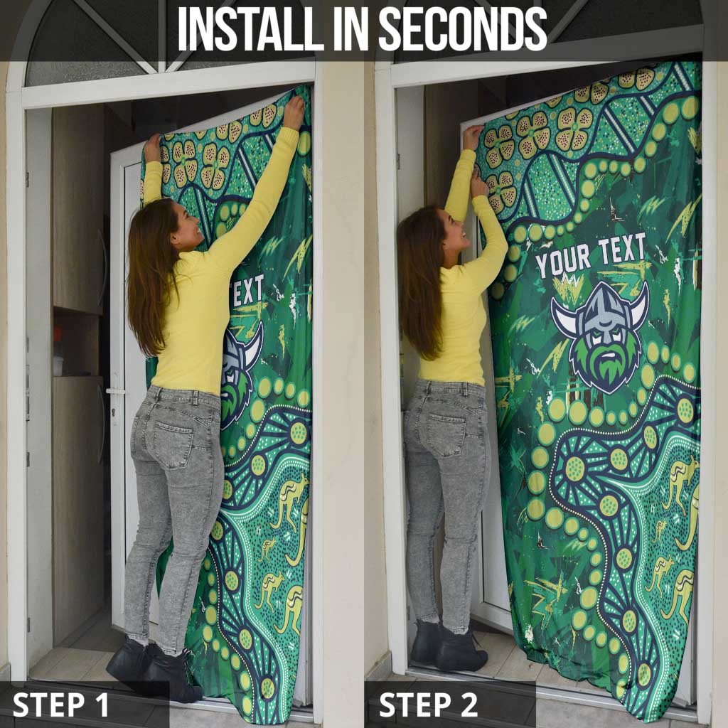 Personalized Canberra Raiders Door Cover Aboriginal Pattern with Graffiti Style Design