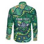 Personalized Canberra Raiders Family Matching Long Sleeve Bodycon Dress and Hawaiian Shirt Aboriginal Pattern with Graffiti Style Design