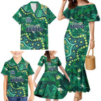 Personalized Canberra Raiders Family Matching Mermaid Dress and Hawaiian Shirt Aboriginal Pattern with Graffiti Style Design