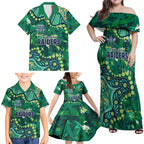Personalized Canberra Raiders Family Matching Off Shoulder Maxi Dress and Hawaiian Shirt Aboriginal Pattern with Graffiti Style Design