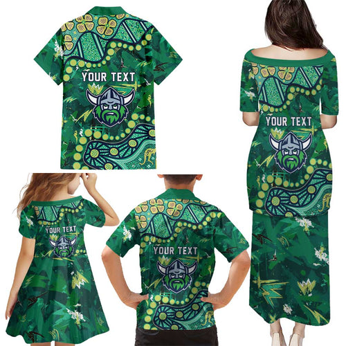 Personalized Canberra Raiders Family Matching Puletasi and Hawaiian Shirt Aboriginal Pattern with Graffiti Style Design
