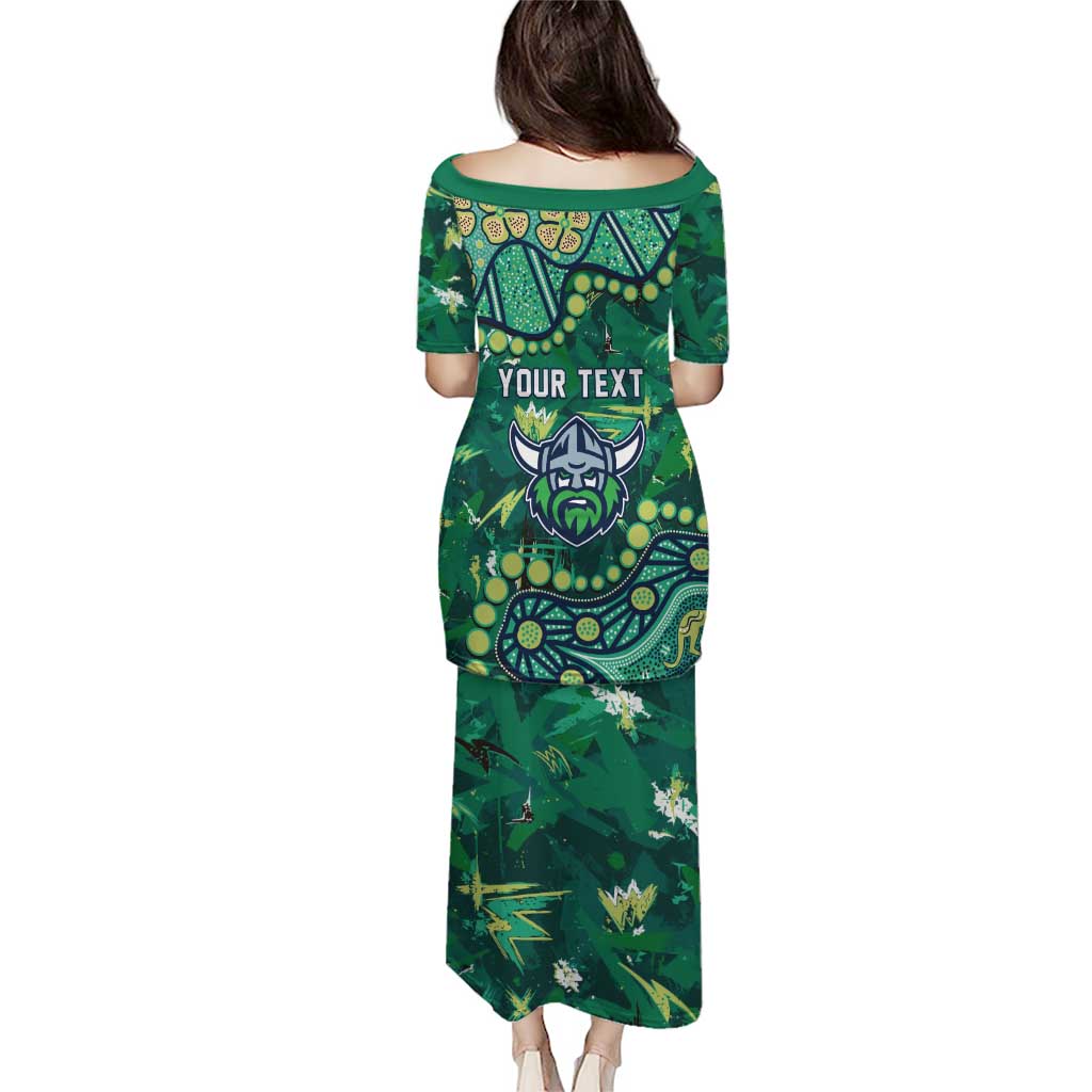 Personalized Canberra Raiders Family Matching Puletasi and Hawaiian Shirt Aboriginal Pattern with Graffiti Style Design