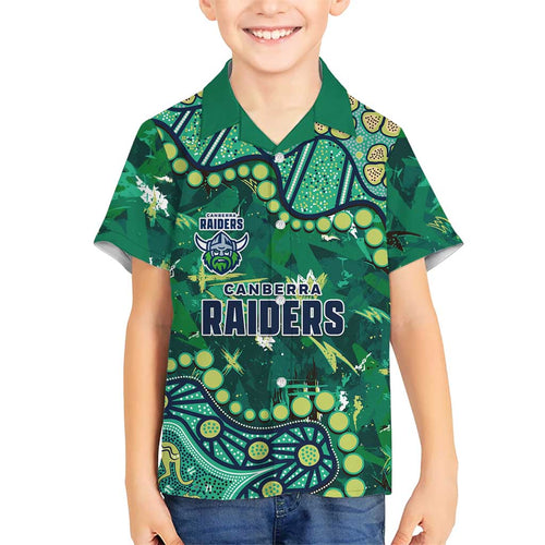 Personalized Canberra Raiders Family Matching Puletasi and Hawaiian Shirt Aboriginal Pattern with Graffiti Style Design