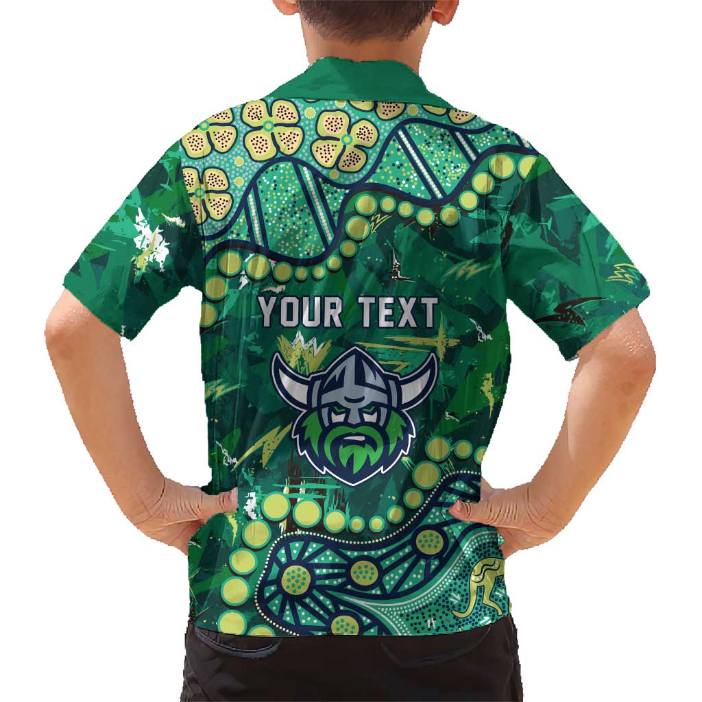 Personalized Canberra Raiders Family Matching Short Sleeve Bodycon Dress and Hawaiian Shirt Aboriginal Pattern with Graffiti Style Design