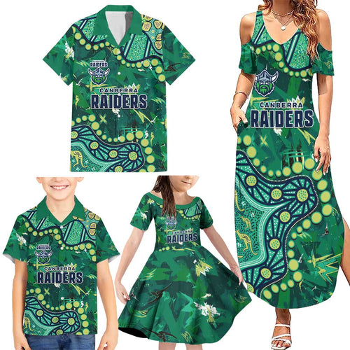 Personalized Canberra Raiders Family Matching Summer Maxi Dress and Hawaiian Shirt Aboriginal Pattern with Graffiti Style Design