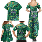 Personalized Canberra Raiders Family Matching Summer Maxi Dress and Hawaiian Shirt Aboriginal Pattern with Graffiti Style Design