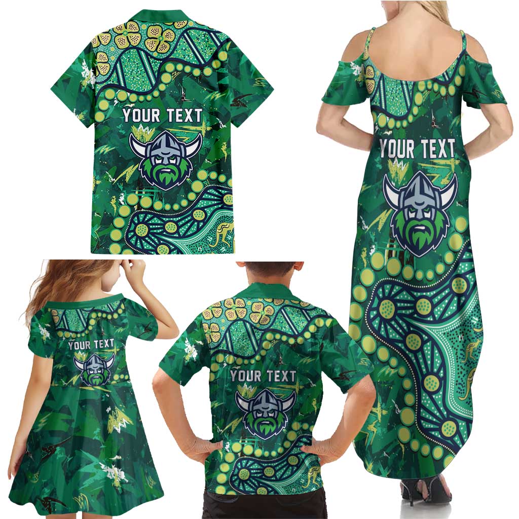 Personalized Canberra Raiders Family Matching Summer Maxi Dress and Hawaiian Shirt Aboriginal Pattern with Graffiti Style Design