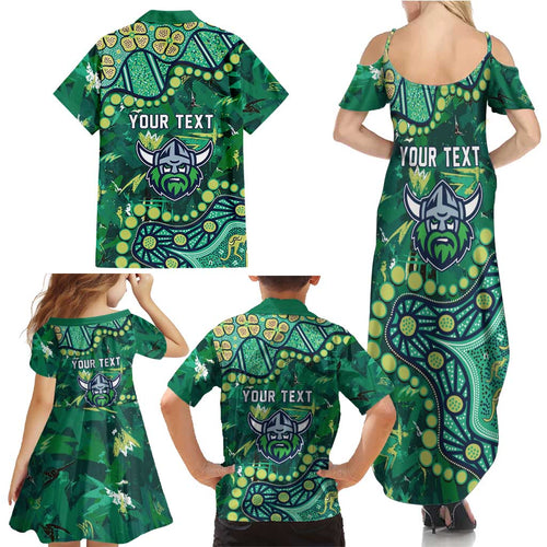 Personalized Canberra Raiders Family Matching Summer Maxi Dress and Hawaiian Shirt Aboriginal Pattern with Graffiti Style Design